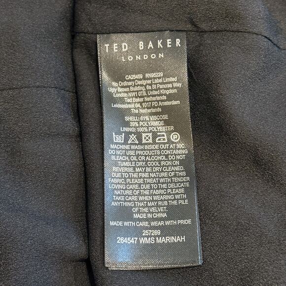 Ted Baker Marinah Skirt Womens Size 2 Black Velvet Burnout Dropped Waist NEW - Picture 9 of 15